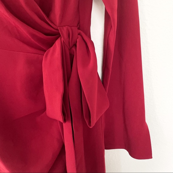 Cinq à Sept Sierra Wrap Minidress in Cranberry - Picture 10 of 12